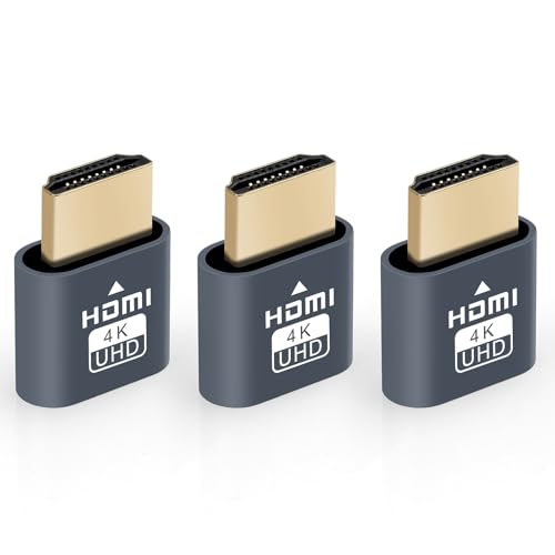 AXFEE HDMI Dummy Plug Émulateur d'affichage, 3PCS Prise Virtuelle HDMI 4K supporter 4K@60Hz 3840x2160,Adaptateur hdmi Headless, Headless Ghost Display...