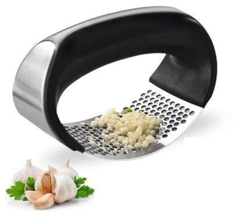 Kitchen Stainless Steel Garlic Press with Ergonomic Handle,Garlic Crusher, Handy Garlic Crusher, Kitchen Garlic Crushing Tool Stainless Steel (Multicolor) (Garlic Press)