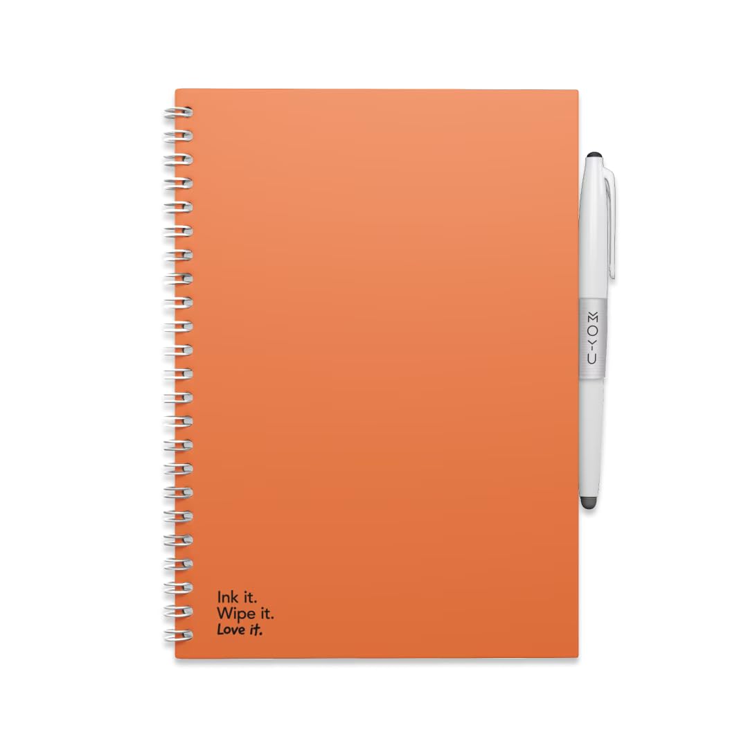 MOYU Erasable Notebook - A5 Stone Paper - Hardcover - Sunset Orange - Multifunctional Pages - Includes Erasable Pen, Cloth, and Pen Holder — image 1
