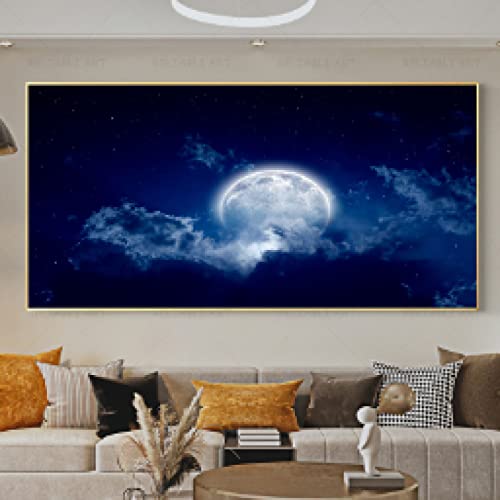 Affiches pleine lune nuage mer bleu clair pour une ambiance zen