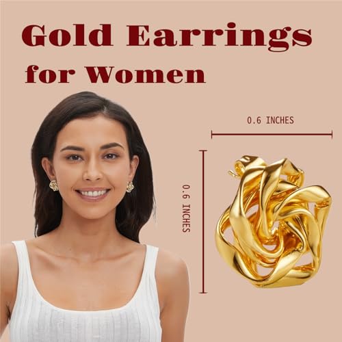 Gold Earrings for Women Trendy, 14K Gold Plated Stud Earrings Earrings Jewelry Gift2