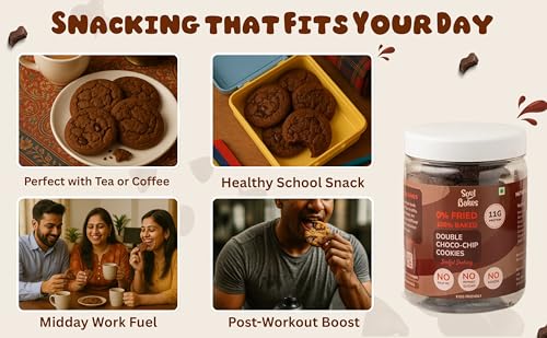 Image of Soul Bakes Double Choco-Chip Baked Cookies | Made with Ragi & Pure Chocolate | No Maida, No Palm Oil, No Refined Sugar | Healthy Cookies | 125 g (pack-2)