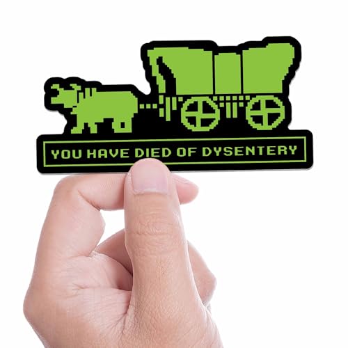 You Have Died of Dysentery Funny Gaming Sticker - Oregon Trail Meme Decal for Hydroflask, Nostalgic Gift for Gamers, 90s Kid PC Game