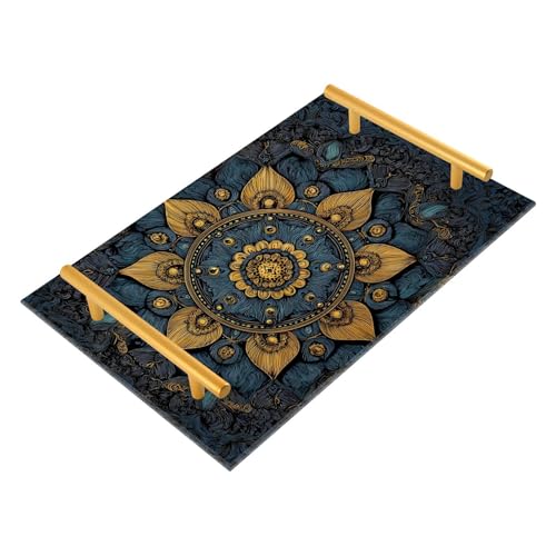 WOIWB Mandala Floral Printed Vanity Trays for Countertop, Acrylic Bathroom