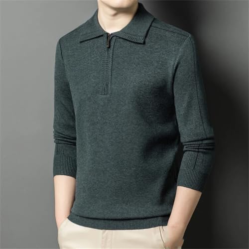 Yeuyyben Men's Solid Color Half-Zip Lapel Neck Sweater Knitted Warm Jumper for Fall Winter Sweater3