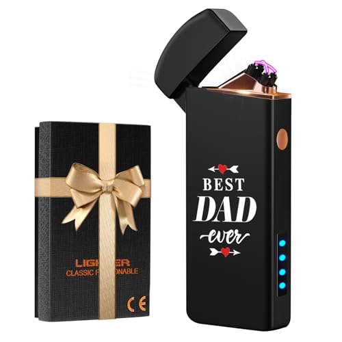 Coquimbo Fathers Day Dad Gifts from Daughter Son Wife: Electric Lighter Dad Mens Birthday Gifts, Rechargeable Windproof Flameless Dual Arc Plasma Lighters