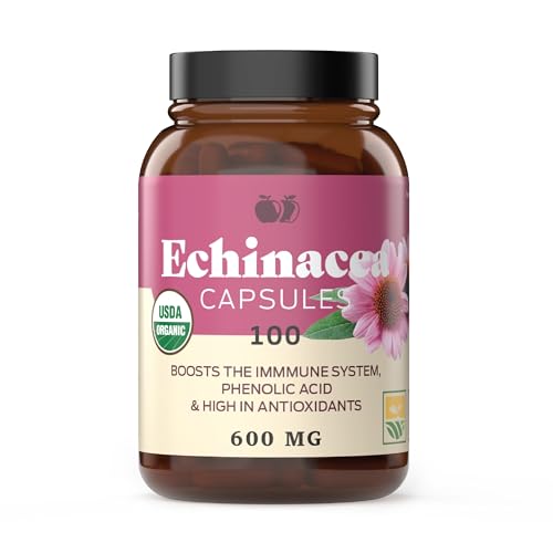 Complete Natural Products Organic Echinacea Capsules 600mg, 100ct — Plant-Based Immune Support