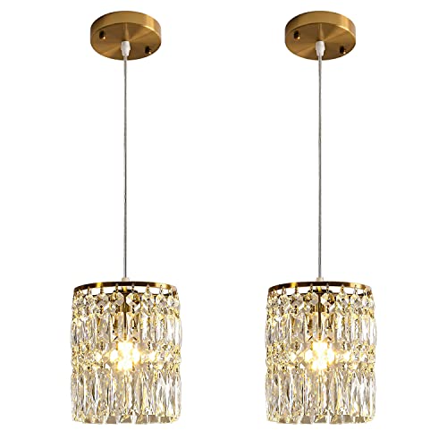 Kjlars Crystal Chandelier Raindrop Modern Island Pendant Lights Gold Linear Hanging Ceiling Lamp Fixture For Kitchen Island Hallway Dining Room Bedroom Living Room (2-Pack) #TOP17