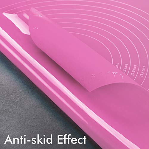 Extra Large Reusable Silicone Non Stick Rolling Baking Pastry Mat With Masurement For Rolling Dough, Countertop Protection, Fondant Pie Crust Mat, Cutting Table Mats (Pink) #TOP2
