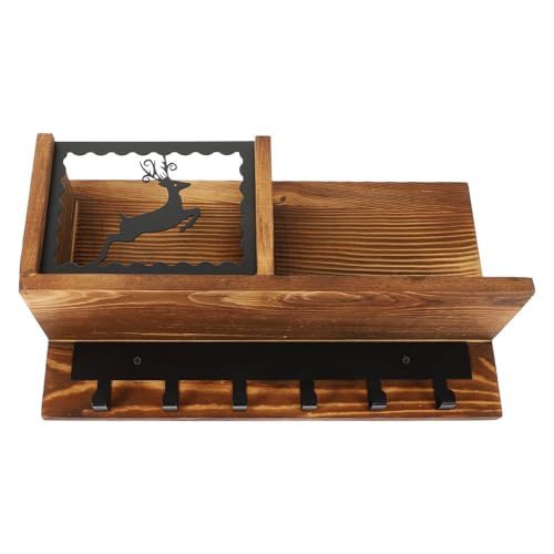 Étagère murale en fer noir bois marron support rangement cuisine