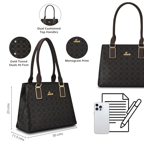 Image of Lavie Women's Zabby 2C Monoprint Satchel Bag for Women | Satchel Handbag for Work | Ladies purse | Stylish Shoulder Bag | Gift For Ladies