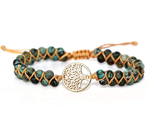 Image of Women Boho Wrap Bracelet,Handmade Natural Stone Crystal Emperor Beads Heart Bracelet, Fashion Bohemian Jewelry Gift for Women