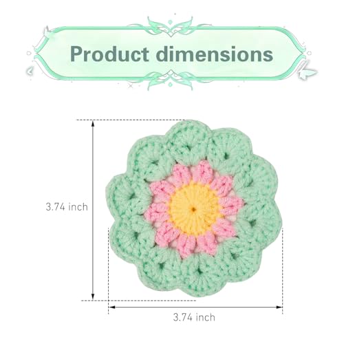 2 portavasos flor de algodón tejidos para auto verde miniatura 2