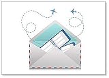 Dessin d'une enveloppe ouverte avec billets d'avion Aimant de réfrigérateur