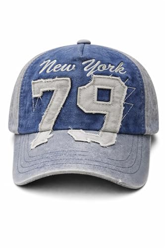 Image of Adjustable Soft Cotton Denim Cap for Men Women Baseball Vintage Washed Distressed Hats Adjustable Stylish Cap Regular Fitted