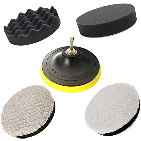 JENABOM Polishing Pads, Car Polishers and Buffers Set Polishing Pads for Drill Professional Wax Paint Clean Polish Compound Sponge Pad Car Polishers Kit with M14 Drill Adapter-125mm 5inch Cover