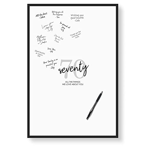 Karto 70th Birthday Signature Board for Party - Party Supplies, Guest Book, Signing Board, Or Card Alternative - Poster Size 11x17 (Unframed) - Simple Grey