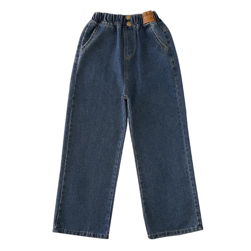 Wide Leg Baggy Jeans for Girls High Waist Elastic Straight Loose Stretch Denim Pants Kids Teen Solid Oversized Bottom