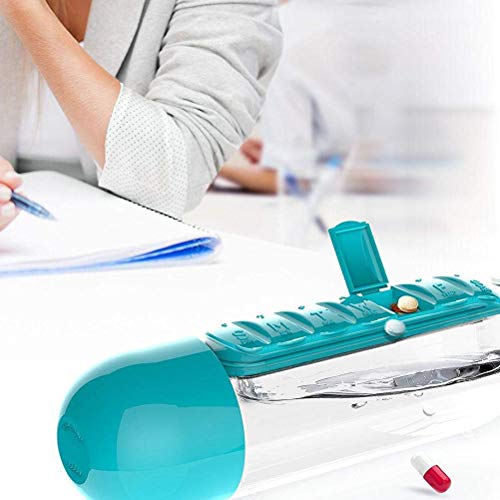 BSTiltion Pill Box Organizer met waterfles 600ml, 2 in 1 draagbare pillendoosjes 7 dag 1 keer per dag, pillendoosopslag… - Image 4
