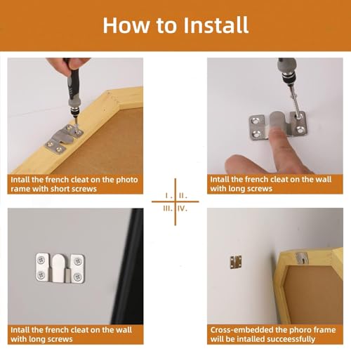 Image of 16Pcs Stainless Steel Interlock Hanging Buckle, Flush Concealed Mount Brackets, Z Clip Bracket for Picture Display Art Gallery