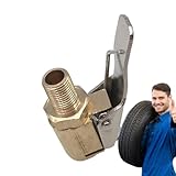 Tire Inflator Chuck - Car Pump Thread Nozzle Adapter,Brass Air Chuck, Multifunctional Tire, Heavy Duty Lock On Inflator with Clip