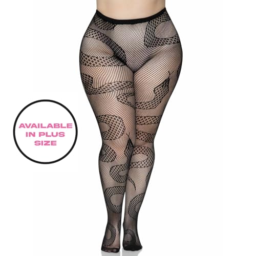 Leg Avenue Rajstopy z siatki wężowej, jeden rozmiar, czarne, 0,3 kg