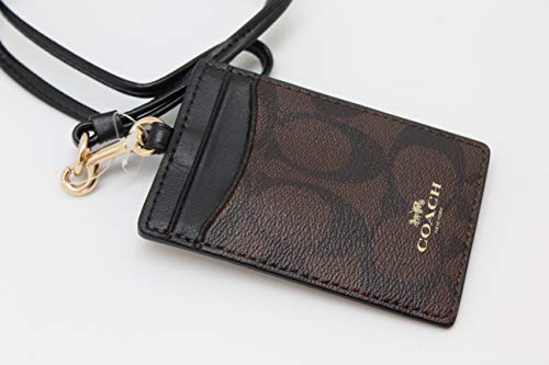 Coach Signature PVC Lanyard ID Badge Card Holder (Brown/Black) - image 7