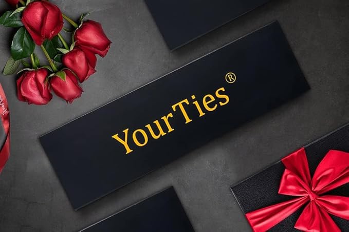 Image of YourTies Silk Paisley Floral Tie and Pocket Square Cufflinks with Lapel Pin Sets for Men 5PC Wedding Party