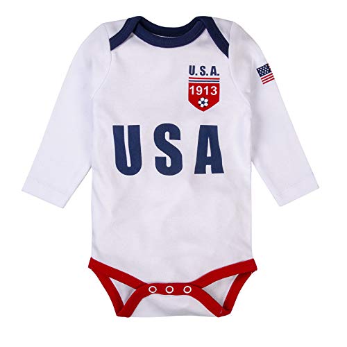 Image of BDONDON Unique Baby Football Gifts Long Sleeve USA Baby Onesie Bodysuit for Newborn Infant Boys & Girls (USA-WBL,0-3M)