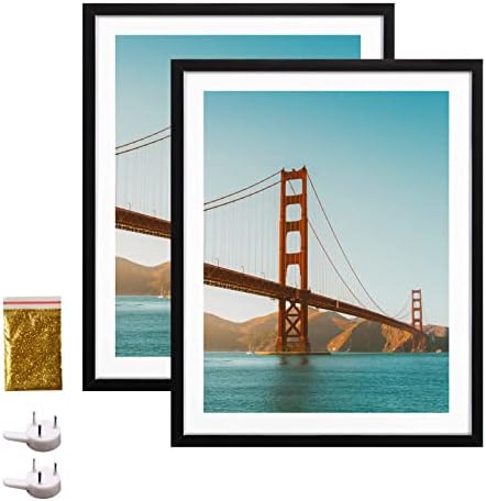 10x14 Wood Picture Frame Diamond Painting Frames Display 10x14in / 25x35cm Without Mat or 8x12in / 20x30cm with Mat 10x14 Frame for Photo Poster Puzzle Diamond Art Gallery Wall Hanging - Black 2 Pack