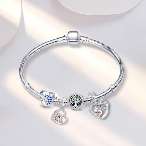 Mom Baby Footprint Grandma Best Friend Charm Crystal Bead for Pandora Bracelet2