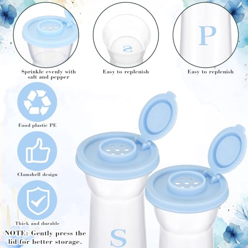 Image of Set of 2 Plastic Salt and Pepper Shakers with Lids Large Salt Shaker Pepper Container Vintage Tall Hourglass Camping Picnic Outdoors Travel Spice Set for Home Picnic Kitchen(Classic,Baby Blue)