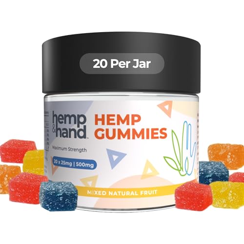 Hemp Gummies 500mg - Max Strength for Adults - Chill Inflammation Natural Pain Restful Sleep (25mg Gummy) - by Hemp and Hand
