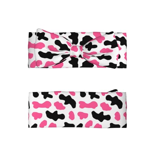 Cute Black Pink Cow Print Baby Girl Bows Headbands Baby Girls Newborn Headbands Infant Toddlers 0-6 Months2