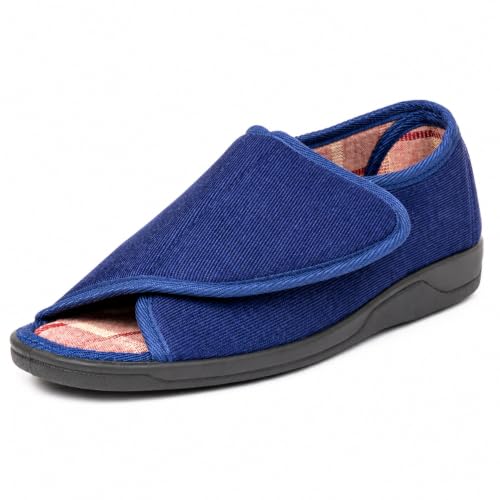 Image of Diabetic Open Toe Slippers, Extra Wide Adjustable House Shoes