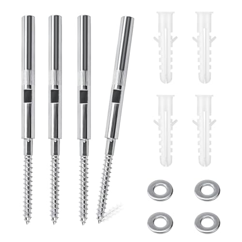 4 Piezas de Soportes Invisibles para Estantes Flotantes - para Estantes de Pared Ø8x100mm, Soportes Ocultos para Estantes - con Arandelas y Tacos - Capacidad de Carga 18kg (100MM)