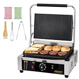 ROVSUN 811E Commercial Panini Press Grill, 2200W Stainless Steel Electric Countertop Sandwich Maker with...