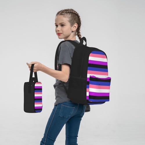 Sac à dos Pride multicolore 3 pièces à grande capacité avec lunch bag - 7
