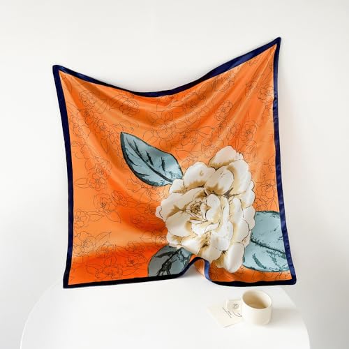 Womens Silk Like Fashion Pattern Large Satin Square Scarf Silk Feeling Hair Wrapping Gift Designer Scarf 35x352