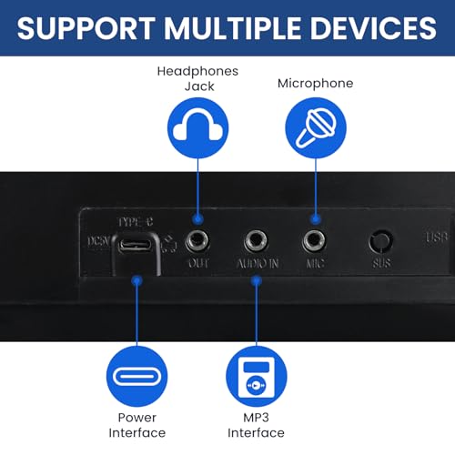Image of 61-Key Lighted Keyboard Piano for Beginners, Electric Keyboard with Pitch Bend & Built-In Speakers, Teaching Mode, Portable Piano Set with Stand, Bench & Microphone