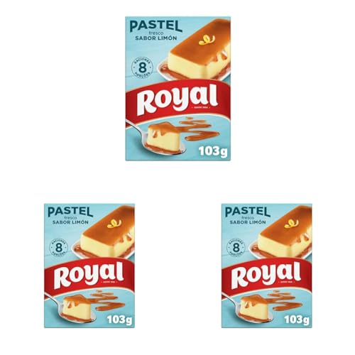Royal Pastel Fresco Limón, Preparado en Polvo Sin Horno 8 Raciones, Pack 103 g (Paquete de 3)
