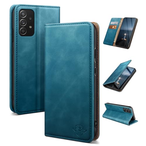 Housse Samsung Galaxy A52 antichoc avec porte-cartes portefeuille magnétique bleu
