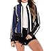 Produktbild Mantel Damen Jacke Damen Elegant Bequem Casual Reißverschluss Vertikale Streifen Langarm Damen Jacke Herbst Neues All-Match Schlank Komfort Kurzer Damen Jacke Mit Taschen A-Blue M