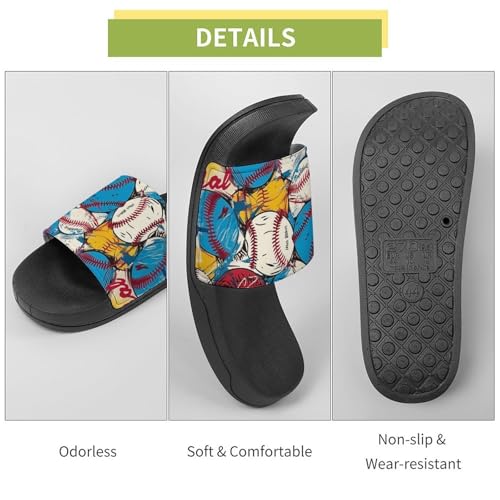 Pantoufles de bain unisexes baseball coloré antidérapantes taille 37