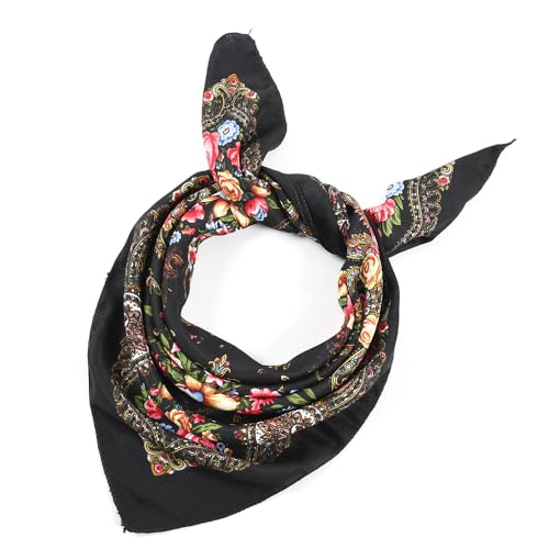 Spring And Autumn Bohemian Style Flowers Head Scarf Shawl, 70x70cm Russian And Ukrainian Style Square Shawls Scarves4