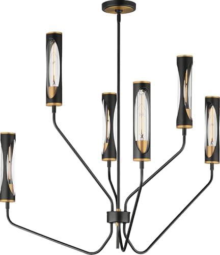 Maxim Lighting 16176CLBKAB Regent 6-Light Pendant, Black/Antique Brass