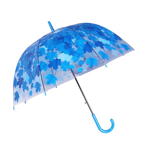 THINCAN Clear Dome Umbrella With Leaf Windproof Stick Umbrella Clear Bubble Umbrella Dome Birdcage For Children Student Women
