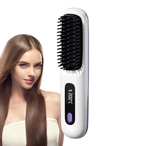 Cepillo de pelo caliente – Secador de peinado volumador | Aparato de peluquería 3 modos ajustable inalámbrico con pantalla táctil para casa viaje rizado volumen peinado y desenredado para mujeres y