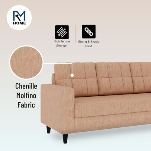 Image of Gaura Molfino Fabric for Living Room Fabric 3 Seater DIY(Do-It-Yourself) (Beige, 3 Seater)
