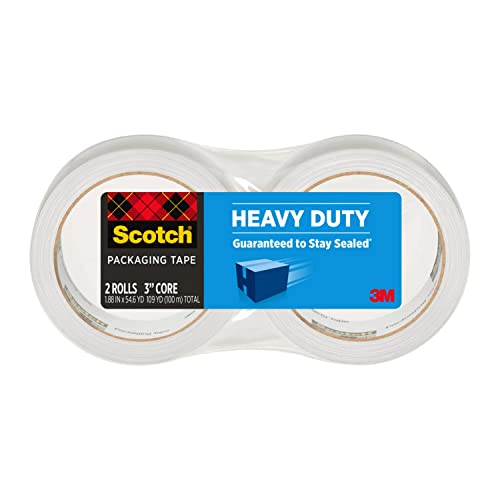 Scotch Heavy Duty Packaging Tape, 1.88" X 54.6 Yd, Designed For Packing, Shipping And Mailing, Strong Seal On All Box Types, 3" Core, Clear, 2 Rolls (3850-2) #TOP24